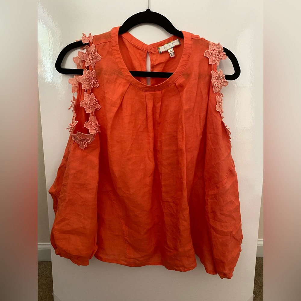 Anthropologie coral cold shoulder blouse size large